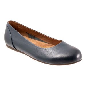 Softwalk Sonoma Navy Leather Ballet Flats Womens 7.5 W WIDE Comfort Shoes